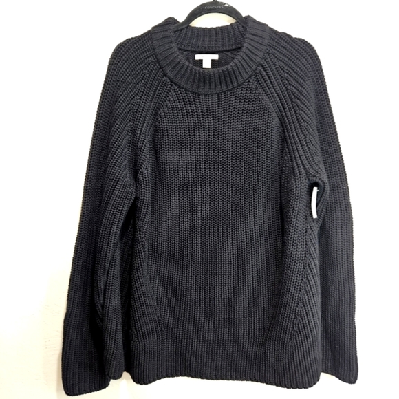 NWT! Cotton Sweater Shaker Stitch Mock Neck Women's XXL Black Fisherman NEW - Picture 2 of 13